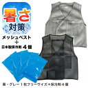冷却ベスト アイスベスト 体を冷やすグッズ 保冷剤4個セット 熱中症対策 ブラック 前面マジックテープ ファン付ウェアインナー