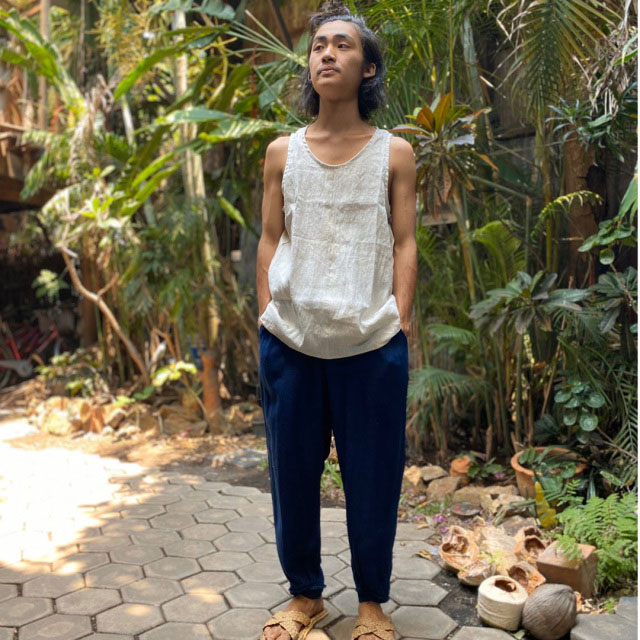 asana 100% pantalones finos de cáñamo/teñidos de plantas