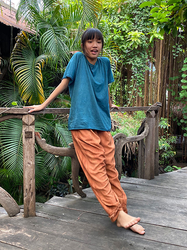 パヤカ asana ヘンプ100% 薄手 作務衣 パンツ＜草木染め＞ 麻 レディース 女性 　ユニセックス ジェンダーフリー　リゾートコーデ