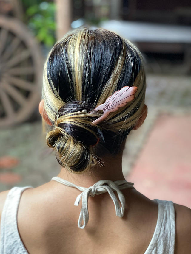 かんざし ＜ヘアアクセサリー＞【メール便OK】木製 天然素材 羽根　翼 シェル 貝 ...