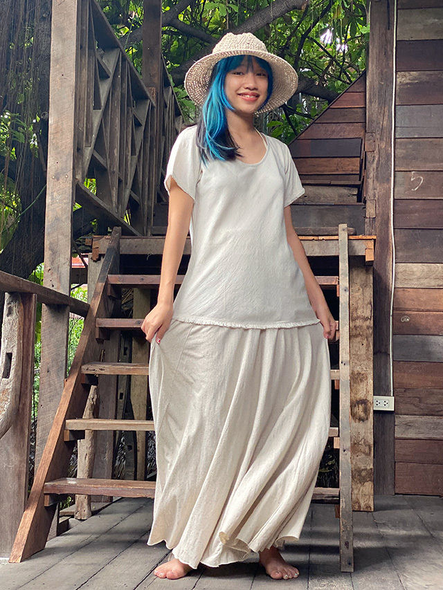 パヤカ asana ヘンプ100% テロテロ バイアス Tシャツ＜きなり＞麻 Tシャツ エスニ...