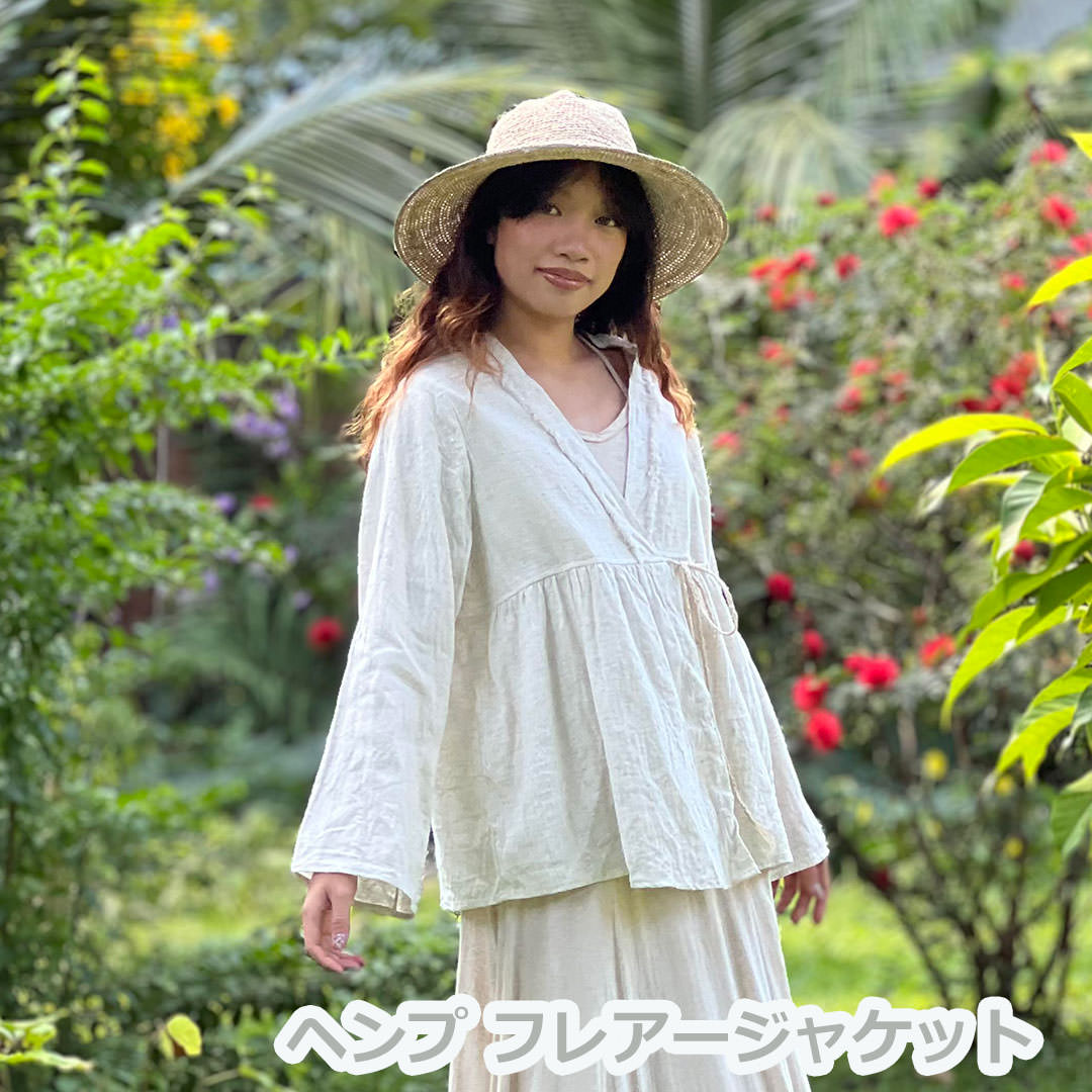 乐天商城 - パヤカ asana ヘンプ100% フレアージャケット＜きなり＞レディース 女性 麻 エスニック アジアンファッション リゾートコーデ