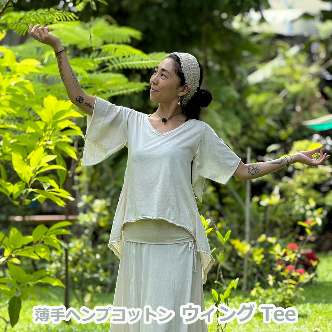 Rakuten - パヤカ ヘンプコットン 薄手 NEW ウィング Tee・きなり＜半袖＞ Tシャツ レディース 女性 ブラウス フリンジ エスニック ファッション アジアン