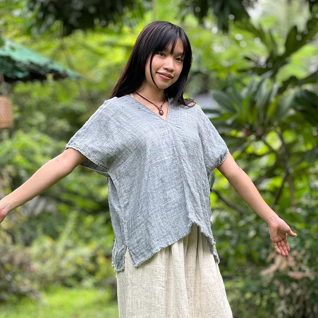 草木染　植物転写染　とても涼しいヘンプ100%半袖シャツ ブラウス 楽天市場】草木染め（シャツ・ブラウス｜トップス）：レディース