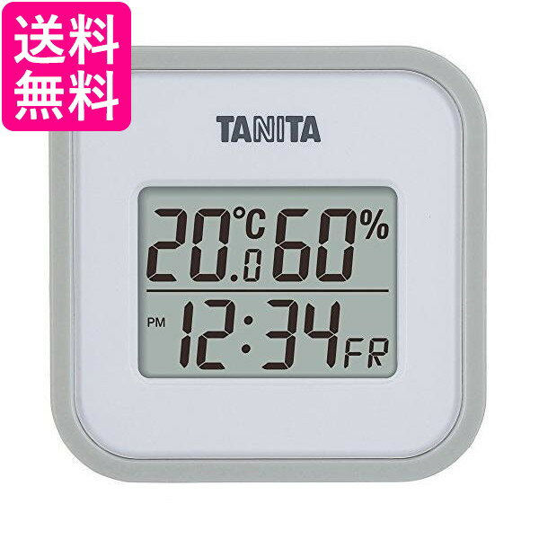 タニタ 温湿度計 TT-558 GY 温度 湿度 デジタル 壁掛け 時計付き 卓上 マグネット グレー 送料無料
