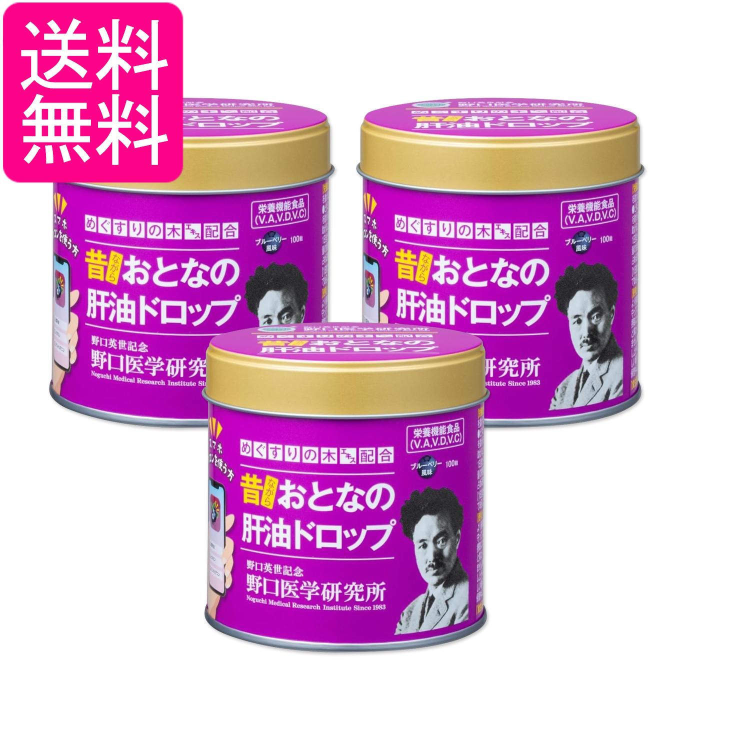 3個セット 野口医学研究所 おとなの肝油ドロップ ブルーベリープラス ブルーベリー風味 100粒 送料無料