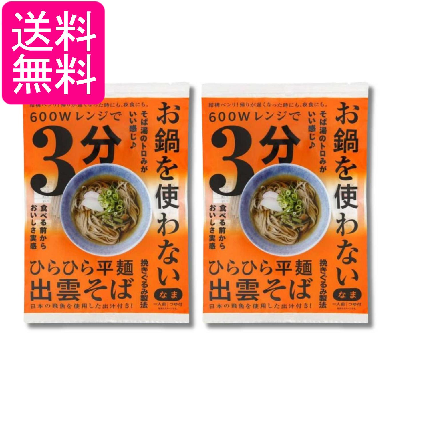 Soba （Buckwheat Noodle） - 2個セット 本田商店 お鍋を使わない ひらひら平麺出雲そば1人前 つゆ付 99g レンジで3分 送料無料