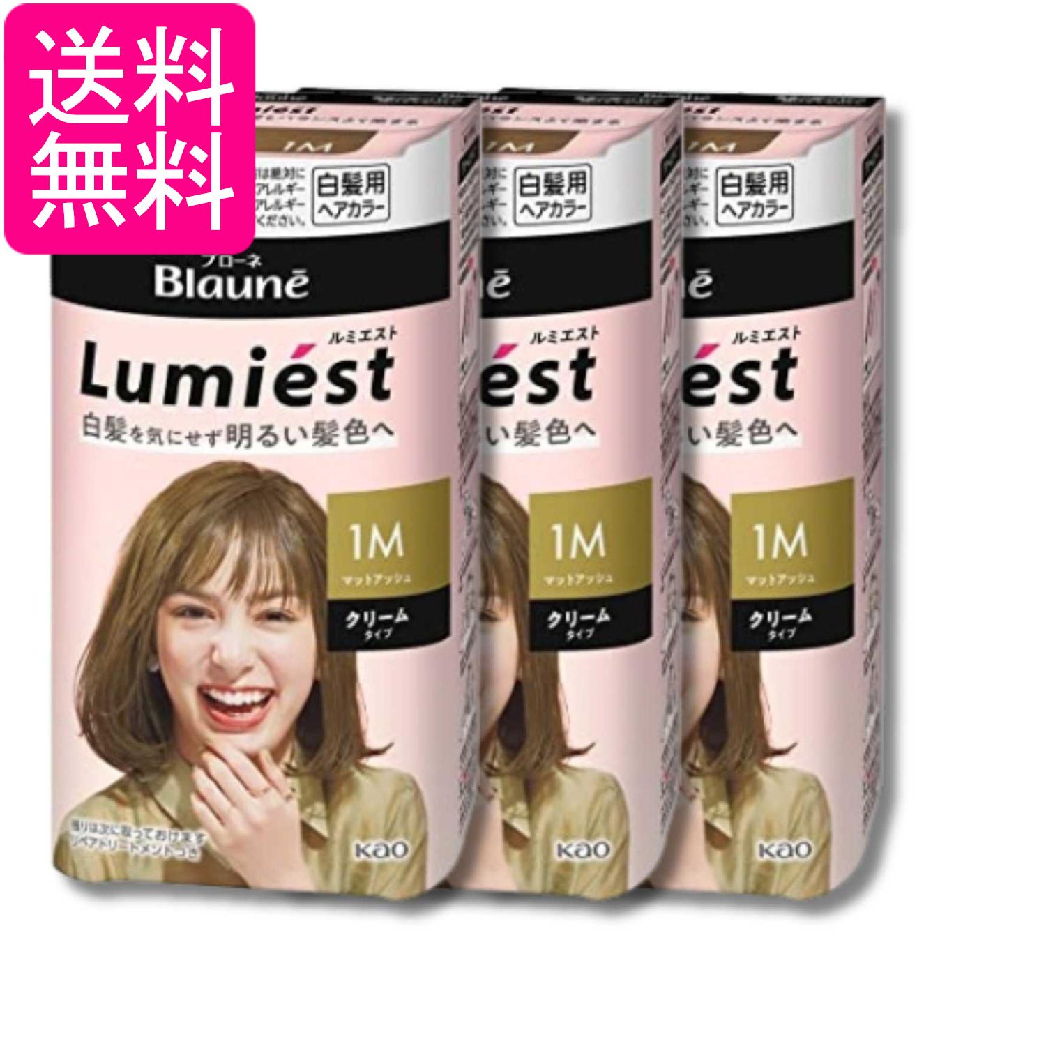 3個セット 花王 ブローネ ルミエスト ヘアカラー 1M マットアッシュ クリームタイプ 白髪用ヘアカラー 白髪染め 108g 送料無料
