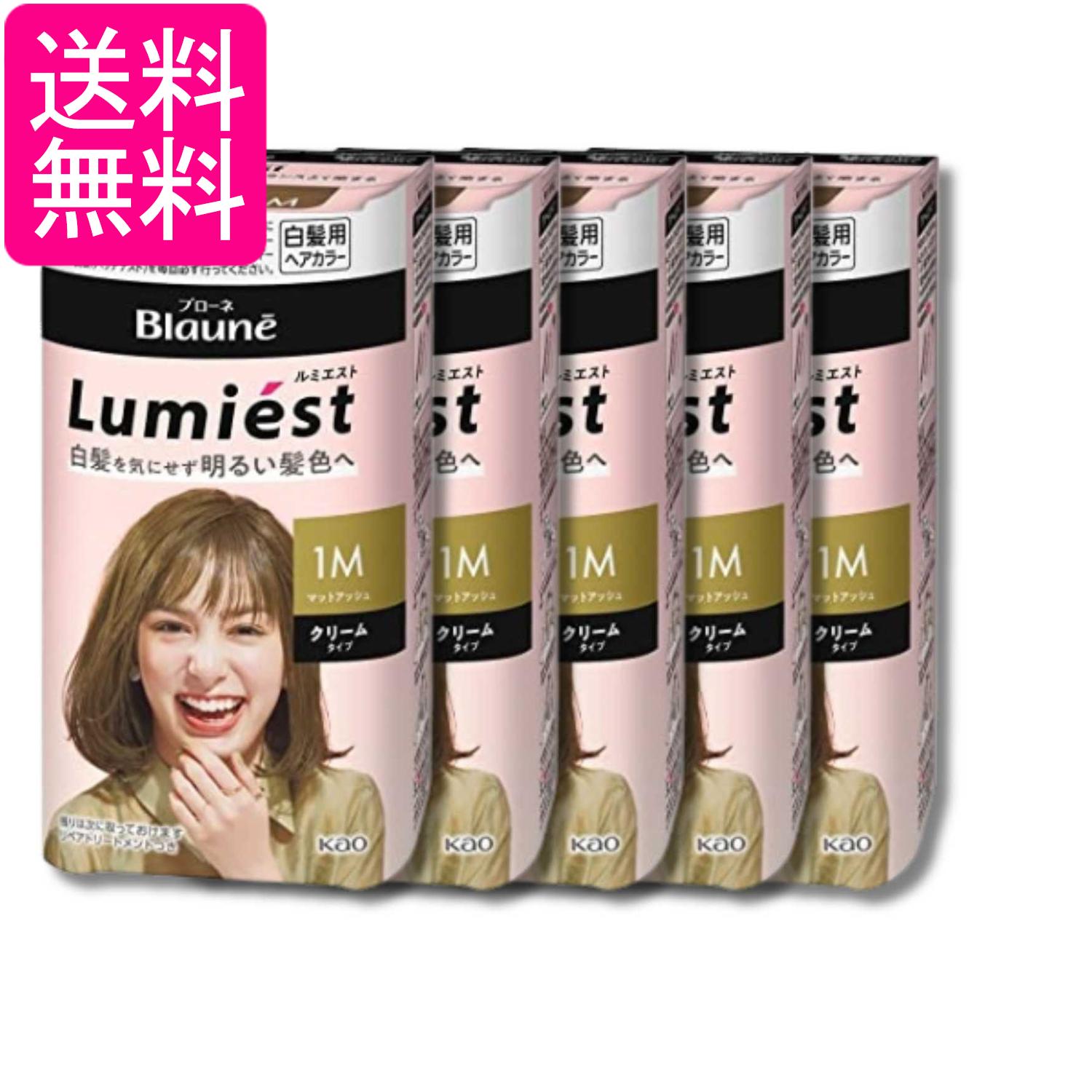 5個セット 花王 ブローネ ルミエスト ヘアカラー 1M マットアッシュ クリームタイプ 白髪用ヘアカラー 白髪染め 108g 送料無料