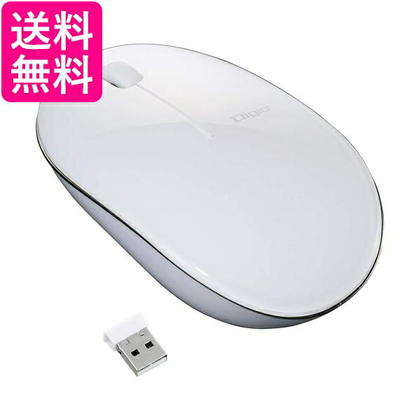 Digio2 ワイヤレスマウス 薄型 3ボタンBlue LED ホワイト MUS-RKT153NW 送料無料 【G】