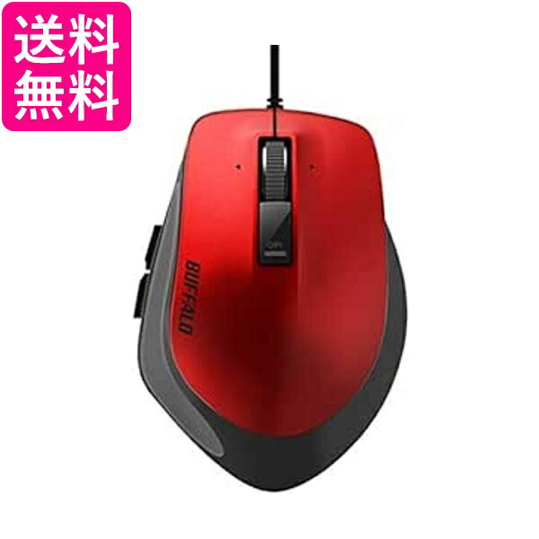 バッファロー 有線BlueLEDプレミアムフィットマウス Mサイズ レッド 送料無料 【G】