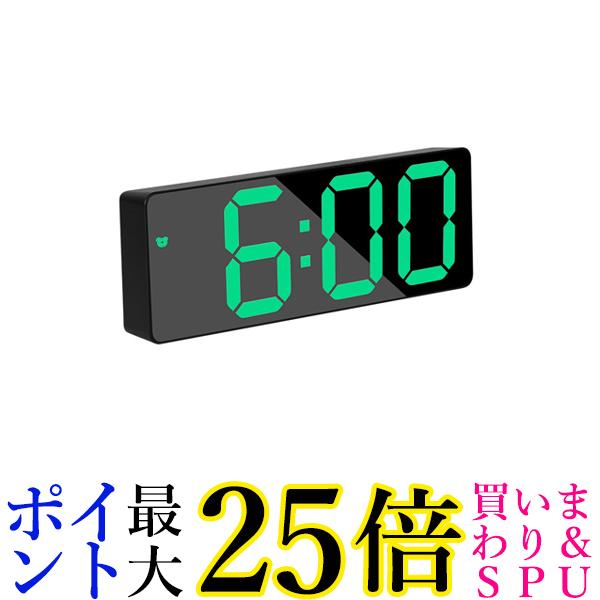 目覚まし時計 置き時計 デジタル LEDライト 静音設計 おしゃれ かわいい 子供 ブラック 長方形 (管理S) 送料無料