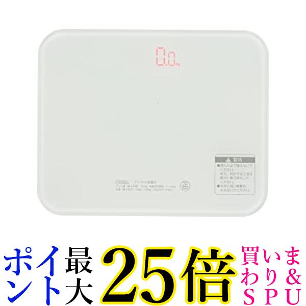 オーム電機 デジタル体重計 ホワイト 強化ガラス天板 シンプル スタイリッシュ コンパクト HBK-T103-W 08-1182 OHM 送料無料 【G】