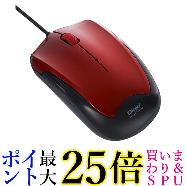 ナカバヤシ 有線 3ボタン Blue LED マウス 静音 レッド 48304 送料無料 【G】