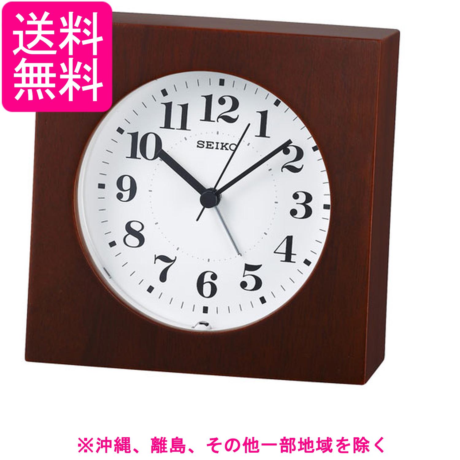 セイコー クロック 掛け時計 置き時計 兼用 アナログ アラーム 木枠 茶 木地 KR501B SEIKO