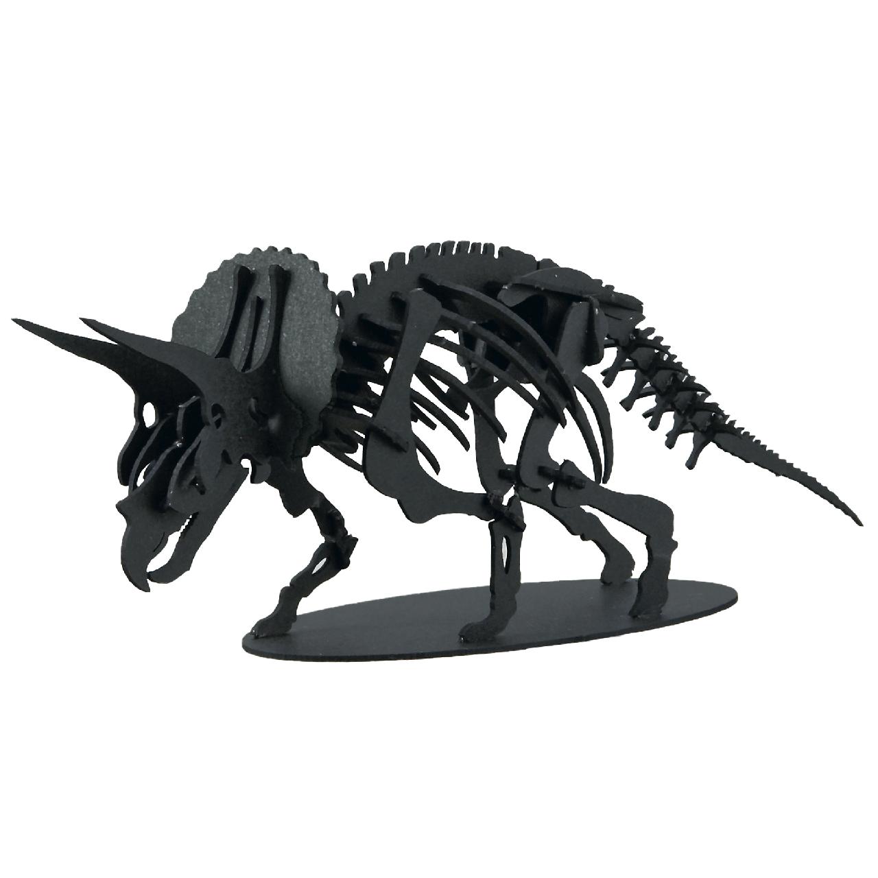 Solid Puzzle - NEWトリケラトプス ブラック 3D立体ペーパーパズル 恐竜 立体パズル 工作 ペーパークラフト 組立 紙製 DIY 玩具 おもちゃ ギフト プレゼント おうち時間 没入感 脳活 脳育 脳トレ 知育