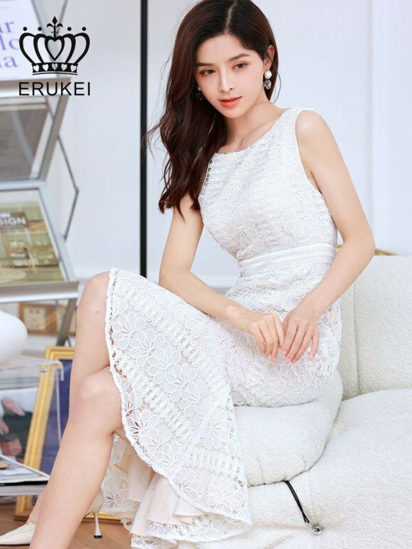 【2000円OFFクーポン対象】 エルケイ ERUKEI ドレス E32101 キャバドレス 大きいサイズ あり ワンピース ノースリーブ タイト ミニドレス マキシ丈 ERUKEI ナイトドレス セクシー 無地 レース 使用 レディース スナック クラブ 女性 大人のサムネイル