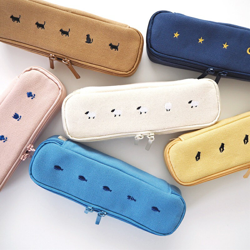 ペンケース キャンパス生地 刺繍 オススメ かわいい 文房具 文具女子 文具好き 人気 中学生 高校生 新生活 大人女子 大人かわいい おしゃれ 贈り物 プチギ...