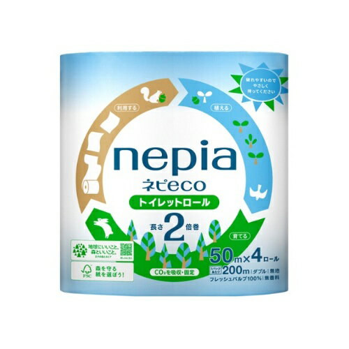 王子ネピア ネピア ネピeco トイレットロール ダブル 2倍巻き 50M 4ロールのサムネイル