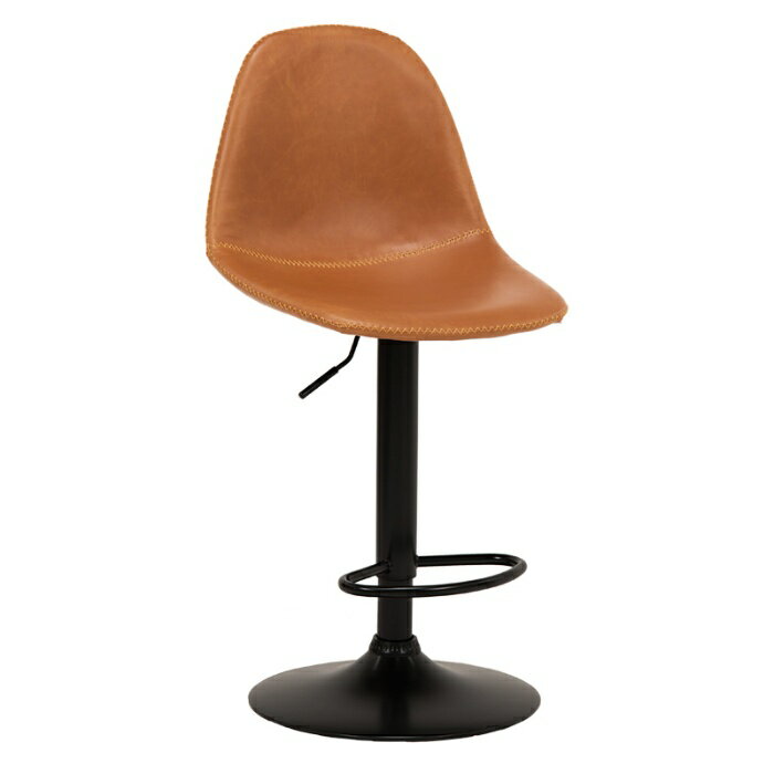 HAGIHARA [直送5]お店のようなカフェスペースを。本革調昇降式バーチェア。360度回転式 合成皮革 フットレスト付バーチェア LC-4525CA キャメル