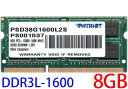 y|Cg2{zPATRIOT d (1.35V) PC3L-12800S (DDR3L-1600) 8GB SO-DIMM 204pin m[gp\Rp ^ԁFPSD38G1600L2S ʎ (2Rx8) ۏؕiyÁz