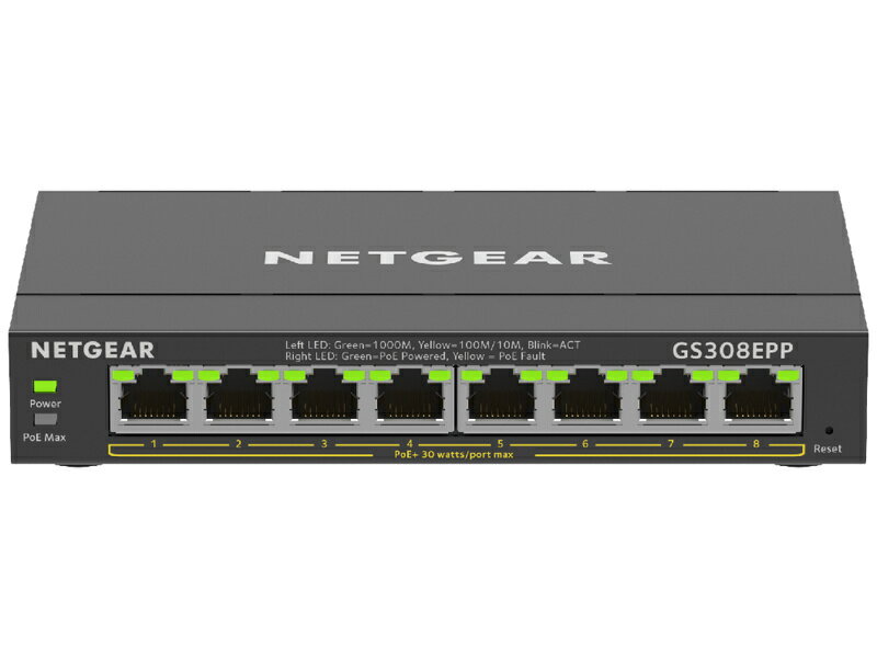 【送料無料】NETGEAR GS308EPP-100JPS SOHO/ 家庭向けPoE+対応 (123W) ギガビット8ポートアンマネージプラススイッチ【在庫目安:僅少】| パソコン周辺機器