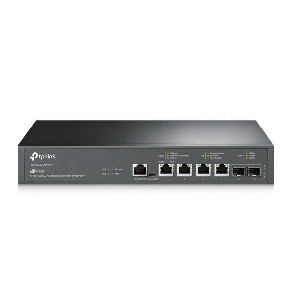 【送料無料】TP-LINK TL-SX3206HPP(UN) JetStream 6ポート 10GE L2+マネージスイッチ（4 PoE++ポート搭載）/ 2スロット 10G SFP+【在庫目安:お取り寄せ】