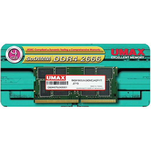 UMAX UM-SODDR4S-2666-4G ノートPC用メモリー SO-DIMM DDR4-2666 4GB 1枚組【在庫目安:お取り寄せ】 UMAX UM-SODDR4S-2666-4G ノートPC用メモリー SO-DIMM DDR4-2666 4GB 1枚組【在庫目安:お取り寄せ】