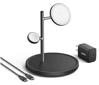 【送料無料】アンカー・ジャパン B25M3N11 Anker MagGo Wireless Charging Station (3-in-1 Stand) ブラック【在庫目安:お取り寄せ】