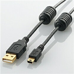 ELECOM U2C-MF30BK USB2.0ケーブル/ フェライトコア付 A-miniBタイプ/ 3.0m(ブラック)【在庫目安:お取り寄せ】| パソコン周辺機器 USB ケーブル 充電 タブレット スマートフォン