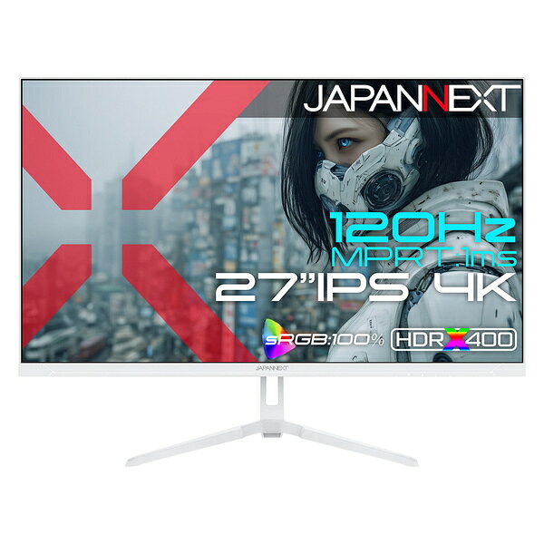 JAPANNEXT JN-IPS27G120U-W ゲーミング液晶ディスプレイ 27型/ 3840×2160/ HDMI×2、DP×2/ ホワイト/ スピーカー有/ 2年保証【在庫目安:僅少】