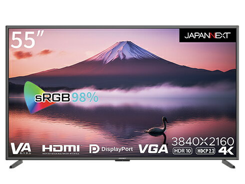 【在庫目安:あり】【送料無料】JAPANNEXT JN-V5500UHDR-N 液晶ディスプレイ/ 55型/ 3840×2160/ HDMI×3、DP×1、VGA×1/ ブラック/ スピーカー：有/ 2年保証