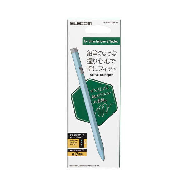 【送料無料】ELECOM P-TPACSTEN01BU タッチペン/ スタイラス/ 鉛筆型/ 六角/ リチウム充電式/ 汎用/ 磁気吸着/ USB-C充電/ ペン先交換可能/ ペン先付属なし/ ブルー【在庫目安:お取り寄せ】| アクセサリのサムネイル