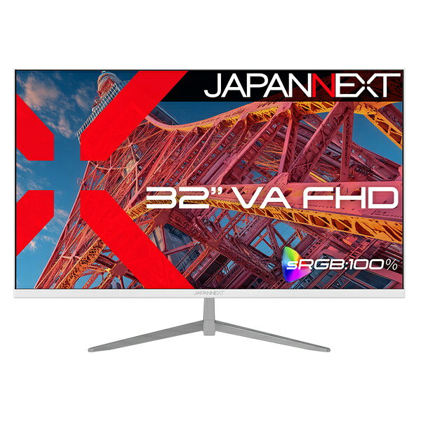 JAPANNEXT JN-V32FLFHD-W 液晶ディスプレイ 32型/ 1920×1080/ HDMI×1、VGA×1/ ホワイト/ スピーカー有/ 2年保証【在庫目安:僅少】