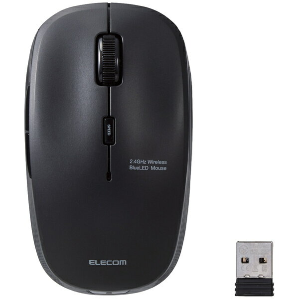 【在庫目安:あり】ELECOM M-BL21DBKBK BlueLEDマウス/ 無線/ 5ボタン/ 抗菌/ ブラック