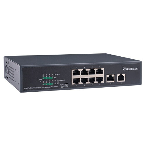 【送料無料】GeoVision GV-APOE0810-V2T5 10/ 100/ 1000M PoE+対応 (15.4W 供給 /1 PoE port) (最長250m /転送速度10Mbps) 8ポートスイッチングハブ 5年保証【在庫目安:お取り寄せ】