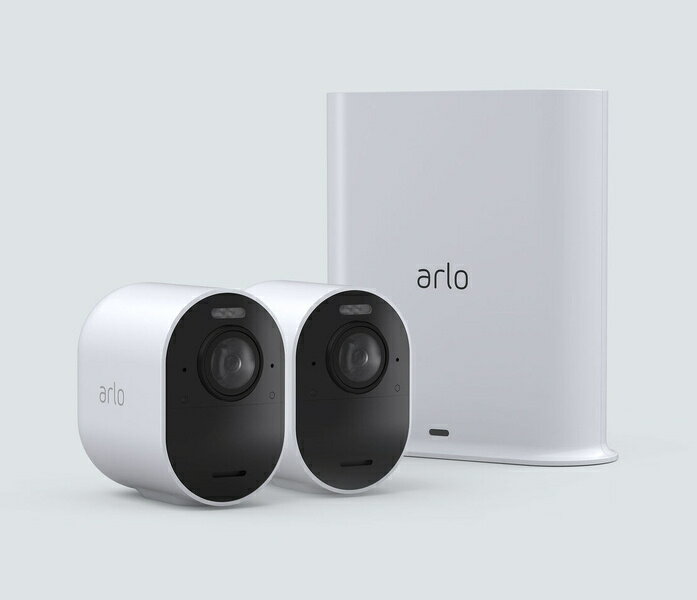 Arlo Ultra 2 屋外対応 4Kネットワークカメラ　カメラ2台セット Arlo Ultra 2 屋外対応 4Kネットワークカメラ　カメラ2台セット 詳細スペック タイプWi-Fi 画像圧縮方式HDR 解像度3840×2160 画質4K デジタルズーム倍率12倍 画角180° 有効画素数800万画素 カラーナイトビュー機能あり 対応照度850nm 音声機能あり 音声方向全二重双方向音声 ネットワーク802.11b/g/n 本体サイズ(H)78.4mm 本体サイズ(W)52mm 本体サイズ(D)89mm 本体重量331g 同梱品充電式バッテリー、マグネット式充電ケーブル、マグネット式壁掛け用マウント、壁掛け用ネジキット、クイックスタートガイド、ビデオモニタリングステッカー 電気用品安全法(本体)適合 電気用品安全法(付属品等)非対象