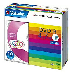 Verbatim DHR47JM10V1 DVD-R 4.7GB PCデータ用 16倍速対応 10枚スリムケース入り カラーミックス【在庫目安:お取り寄…