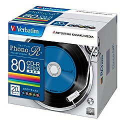 Verbatim MUR80PHS20V1 CD-R(Audio) 80分 5mmケース20枚パック カラーミックス(5色) Phono-Rシリーズ【在庫目安:お取り寄せ】