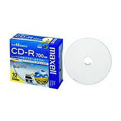 【在庫目安:あり】Maxell CDR700S.WP.S1P10S データ用CD-R 48倍速 700MB 1枚ずつプラケース入り10枚パック プリンタブルレーベル