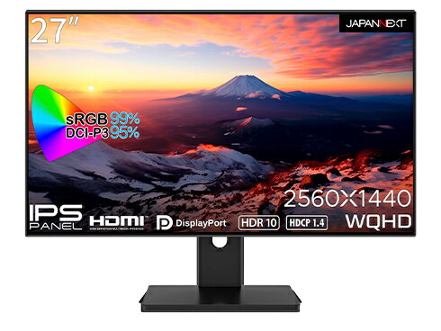 【送料無料】JAPANNEXT JN-27i4FLQR 液晶ディスプレイ 27型/ 2560×1440/ DP×1、HDMI×2/ ブラック/ スピーカー：有/ 2年保証【在庫目安:お取り寄せ】