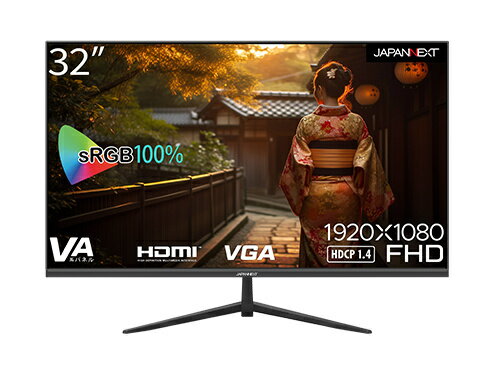 【在庫目安:あり】【送料無料】JAPANNEXT JN-V32FLFHD 液晶ディスプレイ/ 32型/ 1920×1080/ HDMI×1、VGA×1/ ブラック/ スピーカー：有/ 2年保証