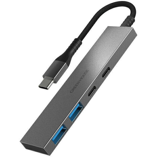 GREEN HOUSE GH-HB3C4A-SV USB3.1 Gen1対応 USB Type-C接続 4ポートUSBハブ シルバー【在庫目安:お取り寄せ】