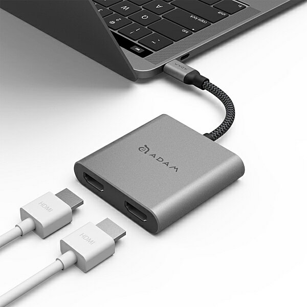 楽天PC＆家電《CaravanYU 楽天市場店》【送料無料】ADAM Elements AAPADHUBH2GY USB Type-C デュアルHDMI変換マルチディスプレイアダプター グレー 4K映像配信が自由に楽しめる「HDCP2.2」準拠HDMI端子を2ポート搭載 同時出力対応【在庫目安:お取り寄せ】