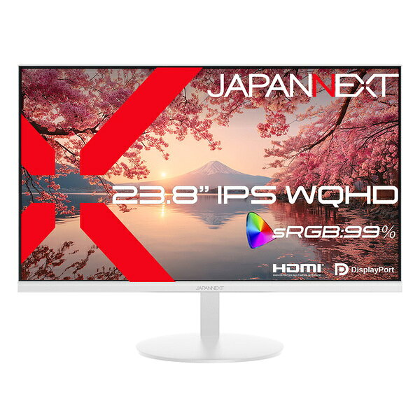 JAPANNEXT JN-IPS238Q-W 液晶ディスプレイ 23.8型/ 2560×1440/ HDMI×1、DP×1/ ホワイト/ スピーカー有/ 2年保証【在庫目安:僅少】| 家電 ディスプレイ