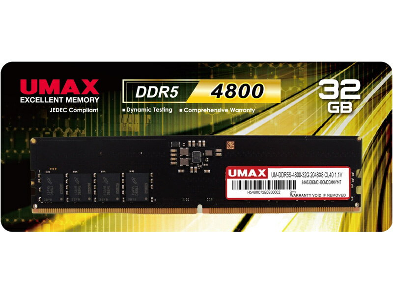 楽天PC＆家電《CaravanYU 楽天市場店》【送料無料】UMAX UM-DDR5S-4800-32G デスクトップPC用メモリー UDIMM DDR5-4800 32GB 1枚組【在庫目安:お取り寄せ】