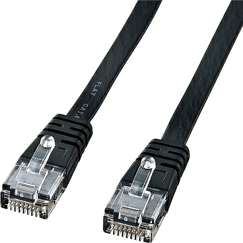 サンワサプライ KB-FL6-005BKN カテゴリ6フラットケーブル（0.5m・ブラック）【在庫目安:お取り寄せ】| パソコン周辺機器 ケーブル フラットケーブル フラット ストレート