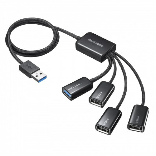 USB3.2 Gen1+USB2.0 コンボハブ（4ポート） 詳細スペック USB規格USB仕様Ver3.2Gen1(USB3.1/3.0)準拠(USBVer2.0/1.1上位互換) ダウンストリームポート数4 アップストリームポート数1 最大通信速度5000Mbps 電源バスパワー 対応OSWindows11、10、8.1、8、macOS（Ventura）13、macOS（Monterey）12、macOS（BigSur）11、macOS10.15〜10.12 本体サイズ(H)16mm 本体サイズ(W)95mm 本体サイズ(D)27mm 電気用品安全法(本体)非対象 電気用品安全法(付属品等)非対象 電気用品安全法(備考)電源に直接接続しないため
