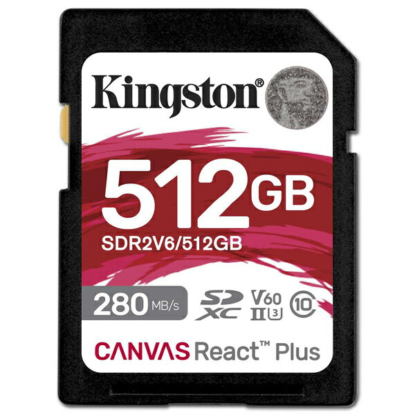 【送料無料】キングストン SDR2V6/512GB Canvas React Plus V60 SD メモリカード512GB【在庫目安:お取り寄せ】| パソコン周辺機器 USBメモリー USBフラッシュメモリー USBメモリ USBフラッシュメモリ USB メモリ