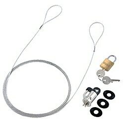 サンワサプライ SL-59 パソコンセキュリティワイヤーロック（南京錠タイプ）【在庫目安:お取り寄せ】| サプライ 盗難防止ワイヤー 盗難防止 盗難 防止 ワイヤー ワイヤ ロック セキュリティ 錠 鍵